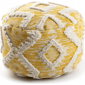 Taburet Bavlněná Taburet Podnožka válec 50x50 BOHO ROMBY žlutá #D1941