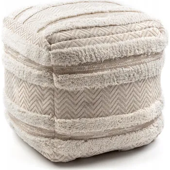 Taburet Bavlněná Taburet Podnožka čtverec 50x50 BOHO PROUŽKY béžová #D1444