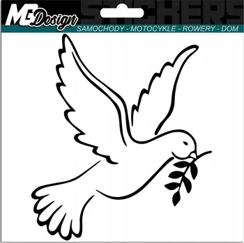Samolepicí dekorace na vozidlo SAMOLEPKA na auto HOLUBICE PTÁK VĚTVIČKA OLIVOVÁ 15x13