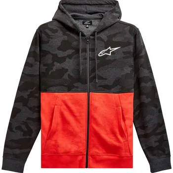 Pánská mikina mikina CAMO BLOCK HOODIE, ALPINESTARS (šedá camo/červená fluo)