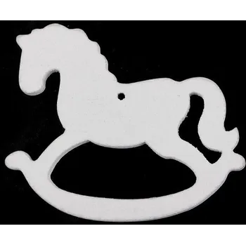 Vánoční dekorace Dřevěné dekorace vánoční vločka, hvězda, stromeček, zvoneček, koník, sob k zavěšení / k nalepení Varianta: 4 bílá kůň, Balení: 72 ks