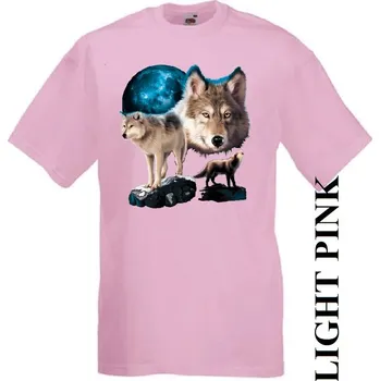 Chlapecké tričko detske-levne-bavlnene-tricko-potisk-vlci-skála Barva: Pink - růžová, velikost: 116