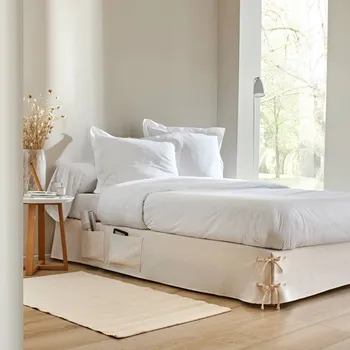 Chránič matrace Blancheporte Potah na rošt postele s volány a zavázáním režná 90x190 cm