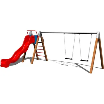 Dětské hřiště Playground System Řetězová dvojhoupačka se skluzavkou celokovová - B (v.p. 1,5 m)