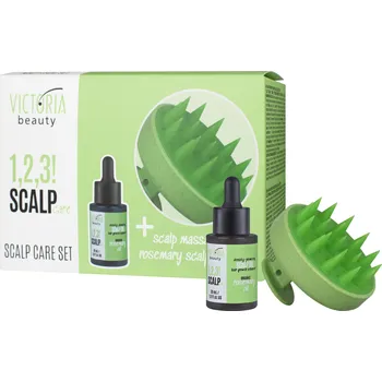 Victoria beauty 1,2,3 Scalp Care Set vlasového séra s rozmarýnem a masážního hřebene na pokožku hlavy 2 ks