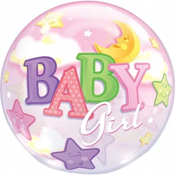 Balónek Fóliový balónek Bubble Baby Girl - holčička, první narozeniny