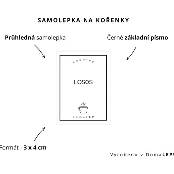 Speciální papír LOSOS - Samolepka na kořenky 3 x 4 cm - DomaLEP varianta: PRŮHLEDNÁ - základní písmo