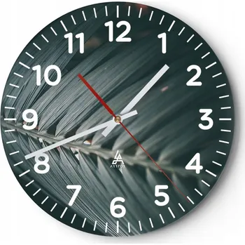 Hodiny Nástěnné hodiny do obýváku 40x40 Botanika Kulatý Skleněné hodiny Loft Tiché