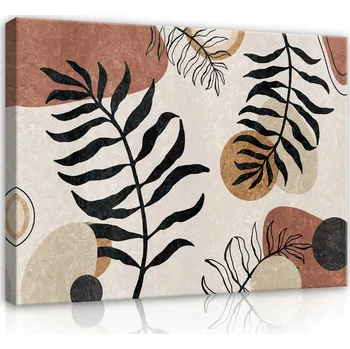 Obraz Obraz Na Plátně LISTY BOHO Velký Béžový 60x40