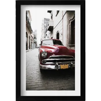 Obraz Dekorativní obraz v černém rámu na zeď Staré červené auto 20x30 cm