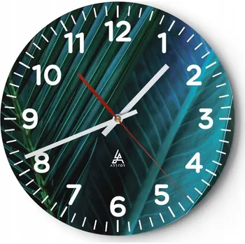 Hodiny Nástěnné hodiny do obýváku 40x40 Listy Kulatý Skleněné hodiny Loft Tiché