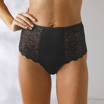 Kalhotky Sada 2 kalhotek s vysokým pasem z krajky a mikrovlákna černá+slonová kost 58/60