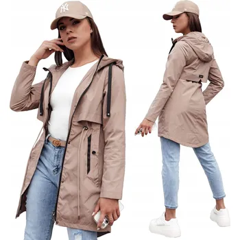 Dámská parka BÉŽOVÁ DÁMSKÁ PŘECHODNÁ PARKA S KAPUCÍ ty4383 - XL