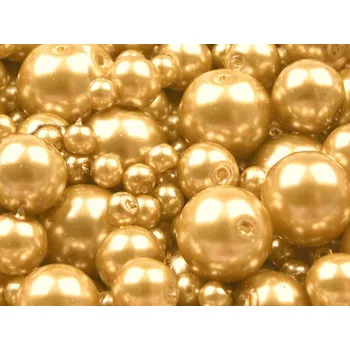Korálek Skleněné voskové perly mix velikostí Ø4-12 mm Varianta: 28B zlatá klasik, Balení: 50 g