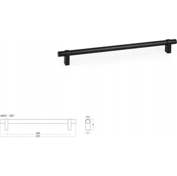 Nábytkové kování Nábytková úchytka VIEFE NOBB 0657 rozteč 320, délka 372 černá broušená