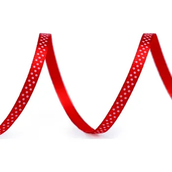 Stuha Saténová stuha s puntíky šíře 6 mm Varianta: 3 červená, Balení: 225 m