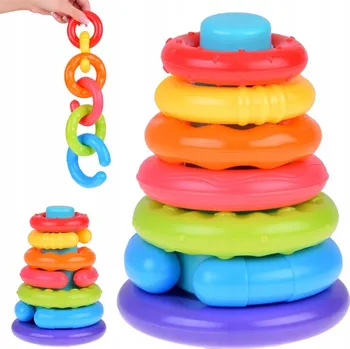 Hračka pro nejmenší Skládačka Jokomisiada ZA5283 Senzorická pyramida s barevnými stohovacími kroužky