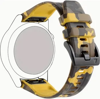 Řemínek na hodinky Signální Camo Žluto šedý řemínek pro hodinky Garmin Fenix 5X / 6X / 7X / 8 (51 mm) (Silikonový řemínek pro chytré hodinky Garmin Fenix 5X / 6X / 7X / 8 (51 mm) šedo, žlutá kamufláž)