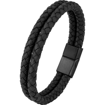 Šperk MAVATO ARVADA černý dvojitý pánský kožený náramek délka 23cm