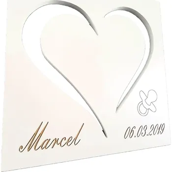 Obraz Srdce jako dekorace k narození dítěte, narozeninám – tip na dárek s datem a jménem