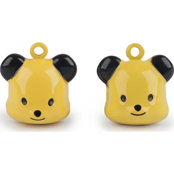 Vánoční dekorace Rolničky srdce, tygr, medvěd, žába, opice Varianta: 3 žlutá medvěd, Balení: 2 ks