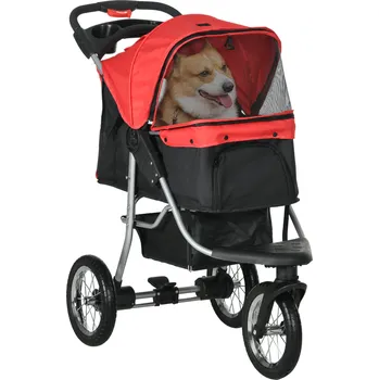Kočárek pro psa PawHut D00-108RD Buggy Pet Stroller 109,5 x 54,5 x 106,5 cm červený/černý