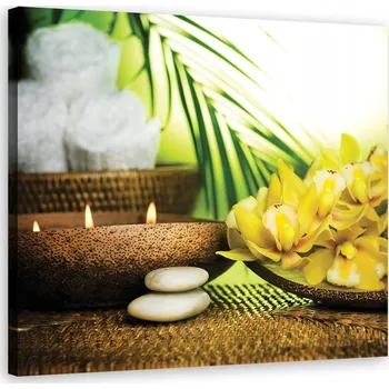 Obraz OBRAZ NA PLÁTNĚ Květiny Bambus Svíčka 40x40