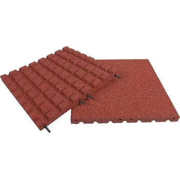 Doplněk pro dětské hřiště Playground System Pryžová deska 0,5 x 0,5 m síla 40 mm - červená, výška pádu 1,3 m