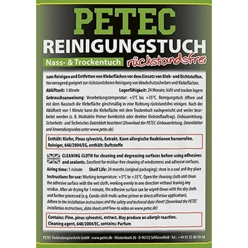 Utěrka Čistící utěrky a doplňky PETEC, Utěrka pro čištění a odmaštění před použitím lepidla nebo tmelu