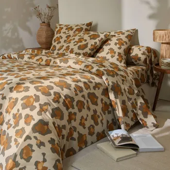 Povlečení Blancheporte Povlečení Pedro s potiskem zvířecí kůže, polycoton písková povlak na polštář 63x63 cm