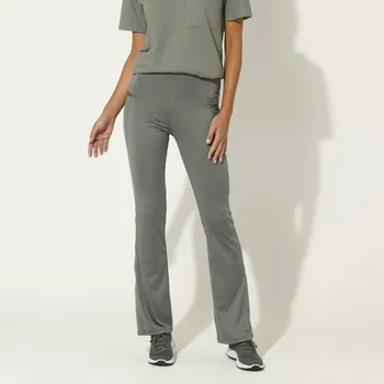 Dámské legíny Pružné legíny do zvonu khaki 50