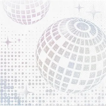 Papírový ubrousek Party Pal Papírové ubrousky, Párty DISCO, stříbrná holografická, 10ks, 33x33cm