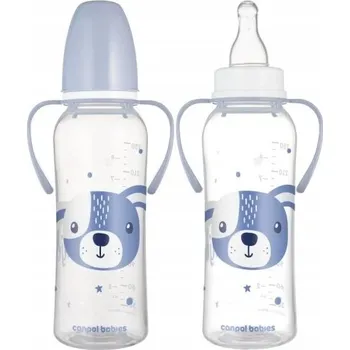 Kojenecká láhev Canpol babies Standardní úzká kojenecká láhev s držátky 250 ml CUTE ANIMALS 0m+