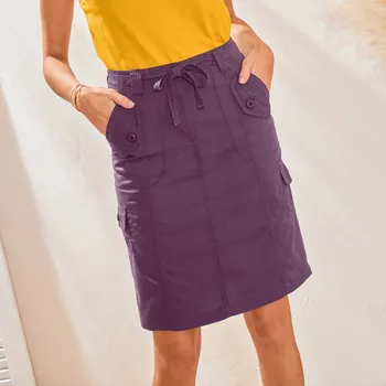 Dámská sukně Sukně s kapsami z popelínu švestková 48