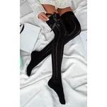 DOVOZ EU Dámské bavlněné nadkolenky s copánky a stuhou černé Velikost: 37/41