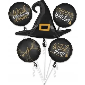Balónek Fóliové halloweenské balónky ČARODĚJNICE 5 ks