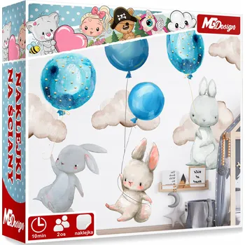 Samolepící dekorace BALÓNKY Králíčci Nálepky na zeď 57x114 8 kusů
