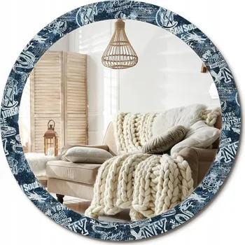 Zrcadlo Moderní dekorativní kulaté zrcadlo s potiskem Koláž York průměr 90 cm