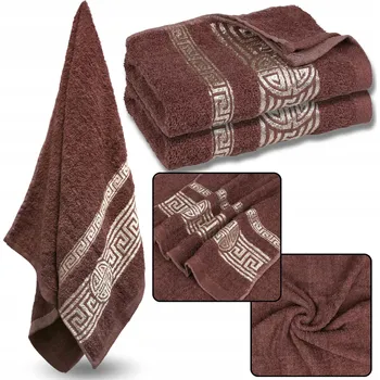 Ručník Světle vínový bavlněný ručník s ozdobnou egyptskou výšivkou, vzor 70x135cm x2