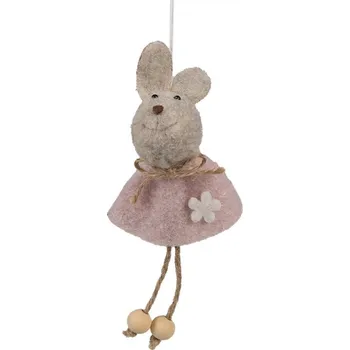Vánoční ozdoba Růžová velikonoční závěsná ozdoba usměvavý králíček Prinsje – 13 cm