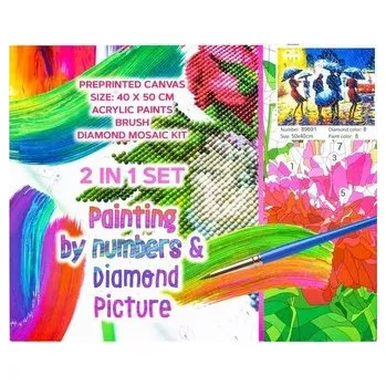 Set školních potřeb Zestaw 2w1: diamentowa mozaika, płótno 40x50 89691