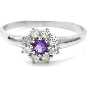 Prsten Stříbrný prsten s ametystem Bokr - 60