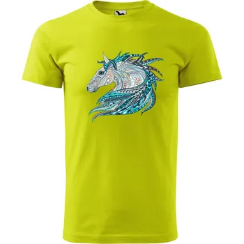 Pánské oblečení DOBRÝ TRIKO Pánské tričko s potiskem Hlava koně Velikost: S, Barva: Limetková