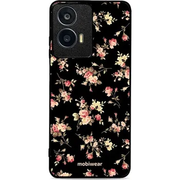 Pouzdro na mobilní telefon Lesklý kryt Mobiwear Glossy - Motorola Moto G24 - G039G - Květy na černé (Prémiové lesklé pouzdro, obal, kryt Mobiwear Glossy na mobil Motorola Moto G24 - G039G - Květy na černé, materiál Plast + TPU silikon - krytí po všech stranách, neošoupatelný potisk