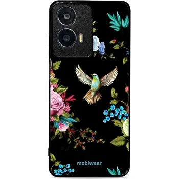 Pouzdro na mobilní telefon Lesklý kryt Mobiwear Glossy - Motorola Moto G24 - G041G - Ptáček a květy (Prémiové lesklé pouzdro, obal, kryt Mobiwear Glossy na mobil Motorola Moto G24 - G041G - Ptáček a květy, materiál Plast + TPU silikon - krytí po všech stranách, neošoupatelný potisk