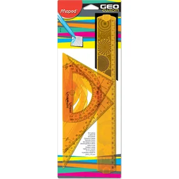 Komplet geometryczny 30 cm Geocustom Maxi linijka, 2 ekierki, kątomierz, Maped