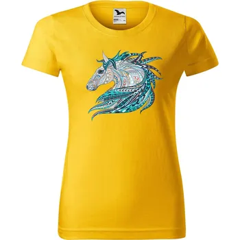 Dámské tričko DOBRÝ TRIKO Dámské tričko s potiskem Hlava koně Barva: Žlutá, Velikost: XL