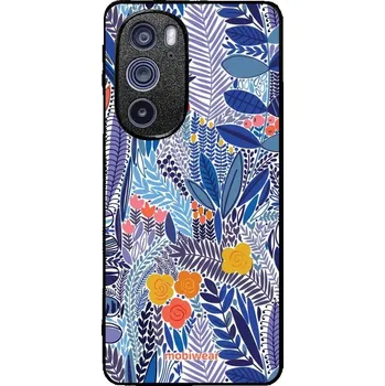Pouzdro na mobilní telefon Lesklý kryt Mobiwear Glossy - Motorola Edge 30 Pro - G037G - Modrá květena (Prémiové lesklé pouzdro, obal, kryt Mobiwear Glossy na mobil Motorola Edge 30 Pro - G037G - Modrá květena, materiál Plast + TPU silikon - krytí po všech stranách, neošoupatelný)