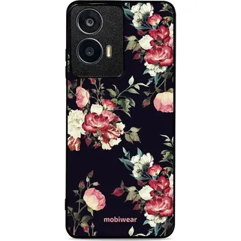 Pouzdro na mobilní telefon Lesklý kryt Mobiwear Glossy - Motorola Moto E14 - G040G - Růže na černé (Prémiové lesklé pouzdro, obal, kryt Mobiwear Glossy na mobil Motorola Moto E14 - G040G - Růže na černé, materiál Plast + TPU silikon - krytí po všech stranách, neošoupatelný potisk,)