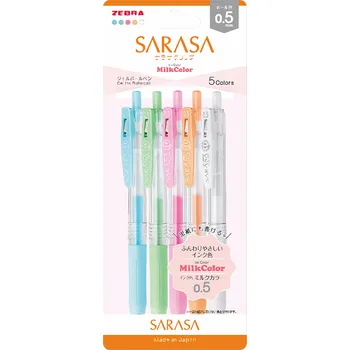 Gelová pera Zebra Sarasa - Milk Color, sada 5 ks
